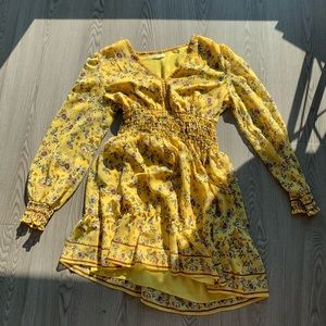 Max Studio Dress, Size Medium, Yellow Floral Pattern